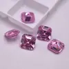 Cabochão de Pedra Preciosa Quadrado em Forma de Pagode, Cabochão de Pedra Preciosa Zircônia Rosa para Anéis e Pingentes Femininos
