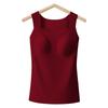 Chaleco Cálido Otoño e Invierno sin Sujetador con Almohadillas para el Pecho para Mujer, Ropa Interior sin Costuras, Corte Ajustado, Color Liso, Camiseta Base Versátil, Ropa Superior