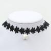 Moda europeia e americana comércio exterior joias atacado colar de flor de renda oca fita de flanela sino estrela do mar