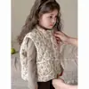 Colete de Algodão para Meninas Inverno 2026 Novo Estilo Coreano Fofo Colete com Estampa Floral para Bebês Jaqueta Versátil Espessada Tendência