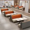 Cafetería Simple, Restaurante, Sofá de Cabina Lateral de Pared, Té de Leche, Postre, Hamburguesa, Snack, Juego de Mesa y Silla para Restaurante de Comida Rápida