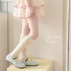 Meias de Verão para Meninas em Cores Doces, Meias Finas Empilhadas com Laço, Meias de Tela Estilo Coreano Anti-Mosquito para Panturrilha para o Verão