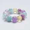 [Elegante y Elegante] Pulsera de Cristal de Lavanda Natural para Mujer, Pulsera Versátil de Cristal de Limón y Aguamarina al por Mayor