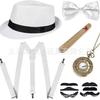 Anos 1920 Festa Gatsby Charuto Falso Relógio de Bolso Alça de Pescoço Conjunto de Gravata Borboleta Roupa Masculina Chapéu Boina de Lã
