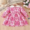 Vestido Casual Clásico Floral Patchwork con Cuello Redondo y Volantes para Niñas, Suministro Directo del Fabricante, en Stock