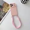 Capa de Celular TPU com Janela Grande e Alça de Mão Adequada para Apple 17Promax Cor Sólida Estilo Ins 16 15/14 Dopamina
