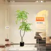 Planta Artificial Verde Nandina Sensação Sala de Estar Luxo Leve Árvore Decorativa Grande Interna Planta Falsa Suporte de Chão Planta em Vaso