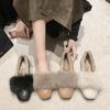 Zapatos de Invierno para Mujer para Exteriores con Piel 2024 Nuevo Estilo Coreano Versátiles Mocasines de Felpa, Zapatos Cálidos de Algodón para Mujeres Embarazadas con Tacones Bajos