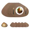 Jogo Americano de PVC Estilo Francês com Textura de Couro Bovino, Tapete de Mesa de Jantar Dupla Face, Jogo Americano de Couro em Formato de Gota para Utensílios de Mesa, Tapete de Isolamento Térmico, Porta-Copo