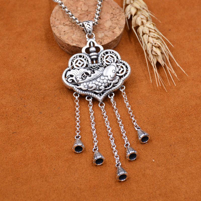 智贝主图_1如意长命锁流苏99纯银毛衣链长款项链女吊坠20