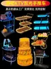 Carrinho Iluminado para Bar KTV, Carrinho para Vinho e Bebidas, Carrinho Móvel para Bolo de Aniversário, Carrinho Iluminado de Aço Inoxidável