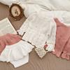 2025 Nuevo Estilo Bebé Niña Suéter de Color Sólido Simple Conjunto de Dos Piezas Top de Punto de Manga Larga para Niñas Falda de Encaje Conjunto de Pantalones