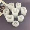 Urso Laço Flor Rosa Coelho Rosa Ursinho Rosa Molde de Silicone DIY Molde para Bolo Mousse Vela Perfumada