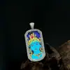 Pingente Thangka Prata de Lei S925 Deus da Riqueza Amarelo Tara Verde Fivela Universal Retrô Oito Tesouros Design de Nicho Pingente do Tibete