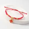Pulsera de Cuerda Roja de Trébol de Cuatro Hojas Color Oro Arena Pulsera de Trébol de Cuatro Hojas de la Suerte Tejida a Mano Pulsera de Regalo Pequeño para Pareja Mejor Amiga Pulsera Pulsera