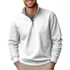 Blusas Masculinas Transfronteiriças Outono e Inverno Moda Casual Moletons Cor Sólida Versátil Gola Alta Tops com Zíper