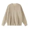 Suéter de punto Henley de tela mixta Yidao Vintage Otoño 2026 Nuevo para Hombre, Tejido Estilo Perezoso Old Money Retro