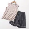 Conjunto de Chaleco y Shorts para Niños Modal Sensación Corporal Verano Delgado Ropa para el Hogar Conjunto de Pijama para Niños Medianos y Grandes Producto Nuevo