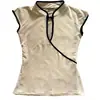 Top de color liso estilo chino nuevo Y2K, moda transfronteriza, estilo europeo y americano, corte ajustado, manga corta, con cuello abotonado, modelo nuevo para tiendas independientes