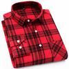 Primavera Nuevo Poliéster Algodón Lijado Cuadros Juventud Estilo Japonés Retro Casual Camisa de Manga Larga Ajustada Estilo Coreano para Hombre