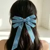 Pinza para el pelo de mezclilla con lazo lateral, pinza de resorte anudada, accesorio de pelo simple coreano para adulto, adorno para la cabeza, flor para el pelo