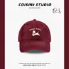 Gorra de Béisbol Bordada de Cachorro Lindo Estilo Coreano Parte Superior Suave para Mujer Primavera y Verano Vintage Versátil Cara Grande Cabeza Pequeña Gorra Moderna