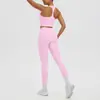 Top sin mangas Racerback de Alta Elasticidad Transpirable Agradable para la Piel Antishock para Yoga Deporte Correr Fitness Pantalones Largos de Cintura Alta Conjunto de Yoga