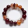 Pulseira Artesanal de Ágata Vermelha de Cristal Natural Sansheng Fireworks para Mulheres, Estilo Novo Versátil, Pulseira de Ágata Que Realça a Pele Clara, Atacado