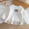 Camiseta Básica Forrada de Polar para Niñas, Versátil Top de Polar Integrado con Encaje de Color Sólido, Nueva Ropa 2025 Color Sólido Otoño e Invierno