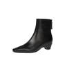 Botines Slim de Piel de Vacuno de Primera Capa Estilo Minimalista Coreano Otoño e Invierno 2025 Tacón Pequeño Grueso Tacón Medio Commuter Punta Cuadrada Cuero Genuino Botines Cortos para Mujer