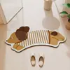 Muji Tapete de Chão Curvo para Banheiro em Forma de Leque de Lama Diatomácea Absorvente Tapete para Pés Porta do Banheiro Chuveiro Arco Antiderrapante