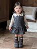 2026 Nuevo Producto Conjunto de Dos Piezas para Niñas Pequeñas Estilo Coreano Estilo Universitario Camisa Base de Cuello de Muñeca Vestido de Lunares 2
