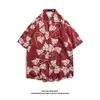 Camisa de Manga Corta de Nicho Ins de Moda para Hombre Verano Casual Playa Estampada Street Holgada Top de Media Manga