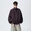 Jaqueta estilo americano com gola alta para homens, novo modelo outono 2026, manga morcego, modelagem solta, jaqueta bomber de comprimento médio, marca da moda
