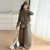 Conjunto de outono para meninas 2026 novo estilo para crianças maiores, conjunto de duas peças moderno e estiloso, top e calça pantalona