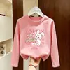 Camiseta de manga larga de algodón puro para niñas, top casual, camisa básica elegante para niños, adecuada para niños mayores, colección primavera y otoño 2026