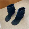 Sandálias Hui Liya B02 Estilo Retrô Francês com Biqueira de Tira, Novas Botas Curtas Baixas de Verão, Sapatos Romanos Versáteis e Fashion com Salto Grosso