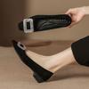 Zapatos de Mujer para Otoño e Invierno, Zapatos Nuevos de Boda, Zapatos de Mujer de Gamuza con Pedrería de Tacón Grueso, Suaves, de Tacón Bajo Poco Profundos, que se Pueden Usar Diariamente, Zapatos de Tacón Bajo con Punta Cuadrada