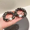 Diadema de Encaje Coreano con Estampado de Leopardo y Perlas, Lazo para el Cabello Elegante Diario, Diadema de Alta Elasticidad, Accesorios para el Cabello Retro, Diadema