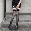 Medias Japonesas JK Puro Deseo Lolita Negras de Red con Lunares Ondulados Verano Transpirables Caladas Sexy Calcetines por Encima de la Rodilla