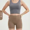 Pantalones de yoga cepillados de doble cara mejorados para mujer, estilo europeo y americano, de cintura alta, shorts deportivos con efecto push-up de melocotón, pantalones de fitness, pantalones de tres cuartos