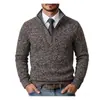 Amazon Transfronterizo Otoño e Invierno Suéter Cardigan de Cuello Alto para Hombre Chaqueta Gruesa Cálida con Forro Polar Estilo Europeo y Americano Prendas de Punto Ropa de Abrigo
