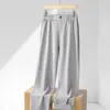 Calça Casual de Linho com Cintura Semi-Elástica Moda Plus Size para Homens, Tamanho Extra Grande, Verão 2026 Calças Finas Largas de Pernas Retas