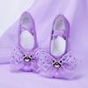 Novos Sapatos de Dança Fofos para Crianças Sapatos de Dança Ballet Cetim Roxo Sapatos Garra de Gato Jardim de Infância Bebê Performance 8103