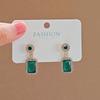 Pendientes Cuadrados de Esmeralda Vintage de Corea del Sur Pendientes Atmosféricos de Alta Gama Moda Femenina Pendientes de Diamante Verde para Mujer