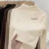 Camiseta de Manga Larga de Cuello Alto para Niña Estilosa Ropa de Otoño/Invierno Infantil De Rong Capa Base Cálida Top Versátil con Volantes