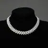 Collar de Hip-Hop Europeo y Americano de Amazon Lleno de Diamantes Cadena Cubana de 16 mm Personalidad de Espina de Hombre Pulsera de Moda con Cierre de Caja