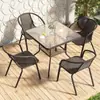 Juego de mesa y sillas de exterior para balcón, jardín pequeño, juego moderno de mesa y sillas de hierro forjado, mesa de centro pequeña para patio exterior
