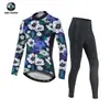 Maillot de Ciclismo Xintown Traje Largo Flor Azul Nuevo Traje Largo de Verano Traje de Carrera Traje Traje de Bicicleta Mujer