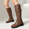Nueva Hebilla de Cinturón Botas Altas Europeas y Americanas Botas Romanas Retro Botas de Tacón Medio Botas Profesionales 40-46 Tallas Grandes Botas de Exportación